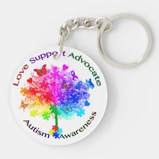 Autismus Rainbow Tree Schlüsselanhänger (Rückseite)