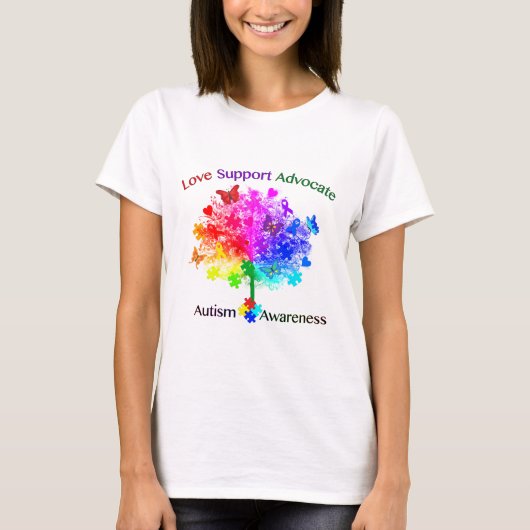 Autismus Rainbow Tree T-Shirt (Vorderseite)