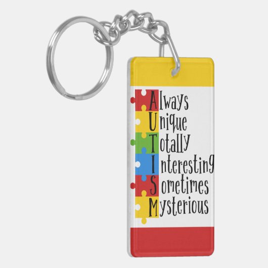 Autismus-Rechteck (beidseitig) Schlüsselanhänger (Vorderseite links)