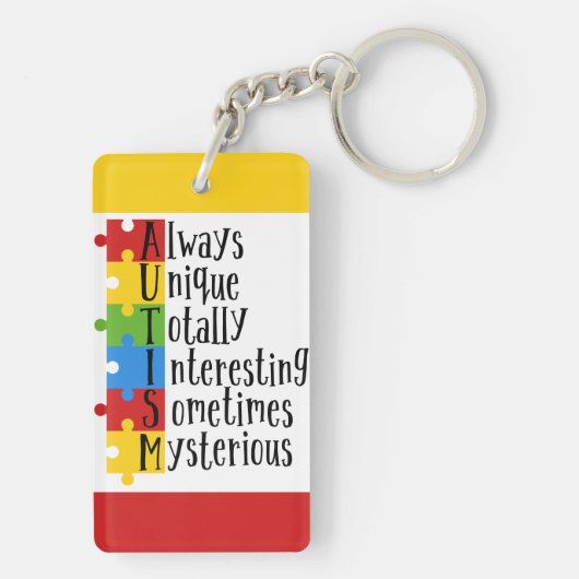 Autismus-Rechteck (beidseitig) Schlüsselanhänger (Rückseite)