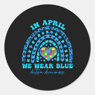 Autismus Regenbogen im April tragen wir Blue Autis Runder Aufkleber