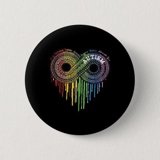 Autismus-Regenbogen-Unendlichkeitssymbol ASD-Bewus Button (Vorderseite)