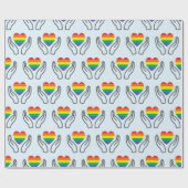 Autismus-Regenbogenherz Unterstützende Hände Hellb Geschenkpapier (Flach)
