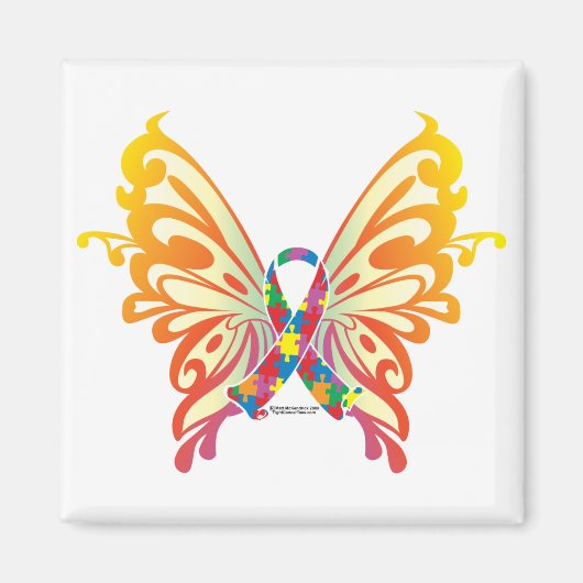 Autismus Ribbon Butterfly Magnet (Vorne)