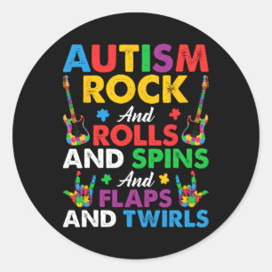 Autismus Rock Roll Spin Twirls Gitarre Puzzle Neur Runder Aufkleber