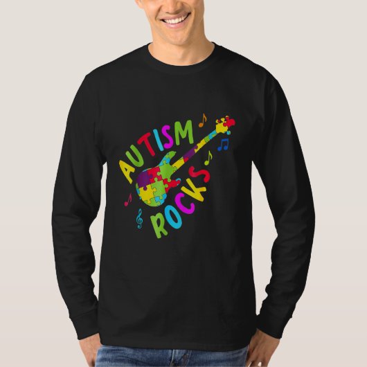 Autismus Rocks Autismus Aufklärungsgitarre Puzzle T-Shirt (Vorderseite)