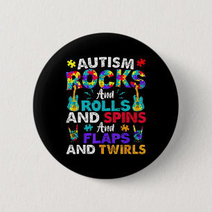 Autismus Rocks Rolls Spins Flaps Bewusstsein Kids Button
