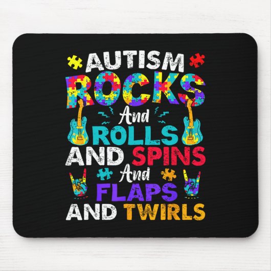 Autismus Rocks Rolls Spins Flaps Bewusstsein Kids Mousepad (Vorne)