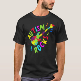 Autismus rockt Autismus-Bewusstsein Gitarre Puzzle T-Shirt