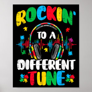 Autismus rockt eine andere Melodie ASD-Bewusstsein Poster