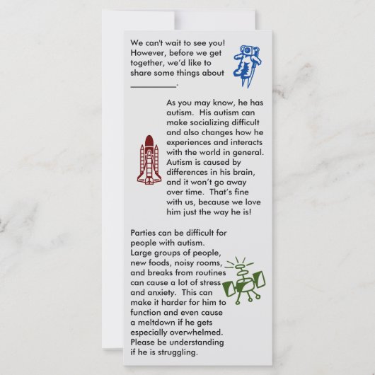 Autismus Sammelsche Boy Flat Card (Vorderseite)