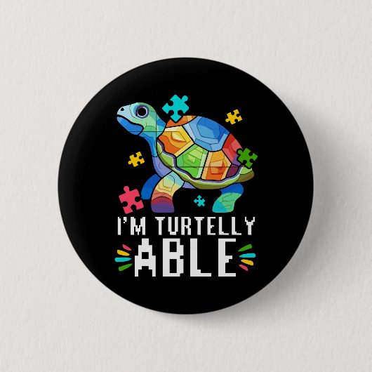 Autismus Schildkröte Autistisches Puzzle Autismus Button (Vorderseite)