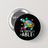 Autismus Schildkröte Autistisches Puzzle Autismus Button (Vorne & Hinten)