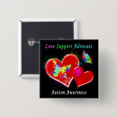 Autismus Schmetterlinge im Herzen Button (Vorne & Hinten)