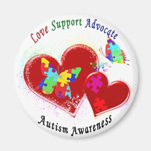 Autismus Schmetterlinge im Herzen Magnet (Vorne)