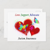 Autismus Schmetterlinge im Herzen Postkarte (Vorne/Hinten)