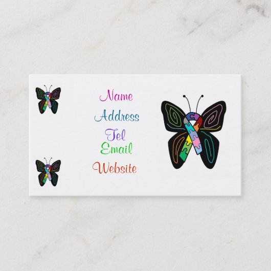 Autismus-Schmetterlings-Visitenkarten Visitenkarte (Vorderseite)