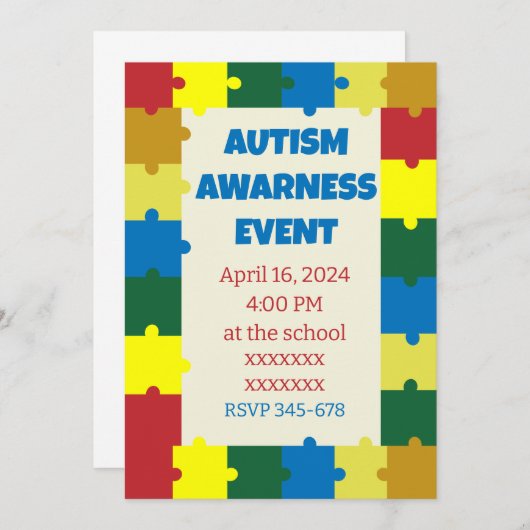 Autismus School Awareness Event Einladung (Vorne/Hinten)