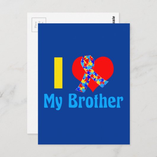 Autismus Schwester I Liebe Mein Bruder blauer Bewu Postkarte (Vorne/Hinten)