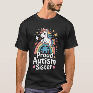 Autismus Schwester Regenbogen Stolzes Einhorn Puzz T-Shirt