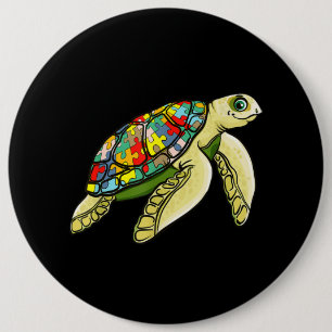 Autismus  Sea Turtle Puzzle Piece Autismus Bewusst Button