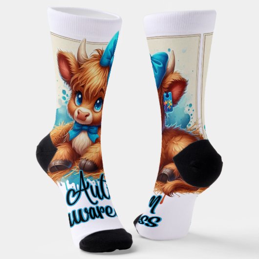 Autismus Sensibilisierung für die Hochlandkuh Sock Socken