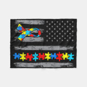 Autismus Sensibilisierung Mama Vater Usa Flaggenmo Fleecedecke (Vorderseite (Horizontal))