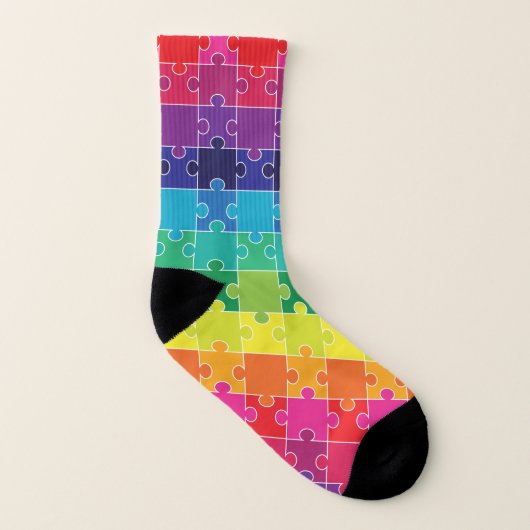 Autismus Sensibilisierung Regenbogen Puzzleteile Socken (Links - Innen)