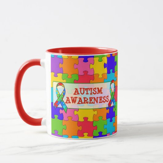 Autismus Sensibilisierungsband Puzzleteile Tasse (Links)