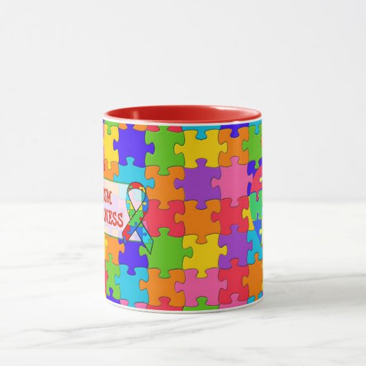 Autismus Sensibilisierungsband Puzzleteile Tasse (Zentrum)