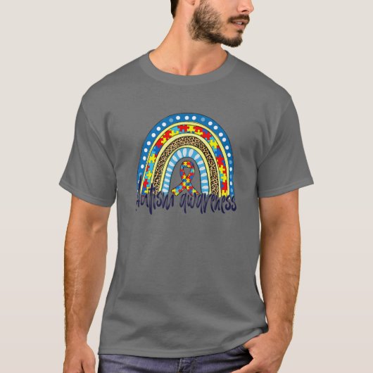 Autismus Sensibilisierungsmonat Leopard Regenbogen T-Shirt (Vorderseite)