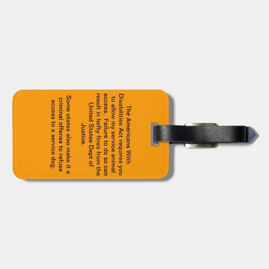 Autismus-Service-Hund-Identifikations-Abzeichen Gepäckanhänger (Rückseite horizontal)