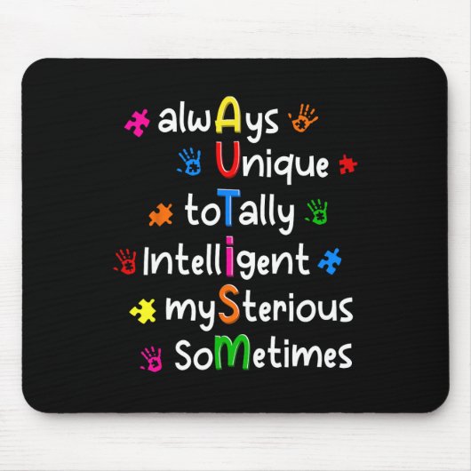 Autismus-Shirts Immer Einzigartig Total Intelligen Mousepad (Vorne)