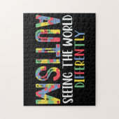 Autismus sieht die Welt anders Autismus Awarene Puzzle (Vertikal)