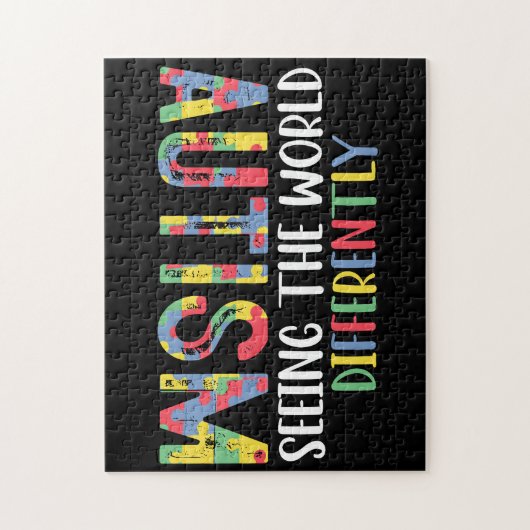 Autismus sieht die Welt anders Autismus Awarene Puzzle (Vertikal)