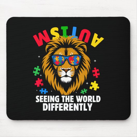 Autismus sieht die Welt anders Awareness Löwe Mousepad (Vorne)