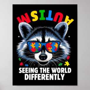 Autismus sieht die Welt anders Bewusstsein Waschbä Poster