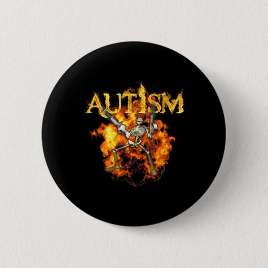 Autismus Skeleton Gewehre Funny Fire Bones Spooky Button (Vorderseite)