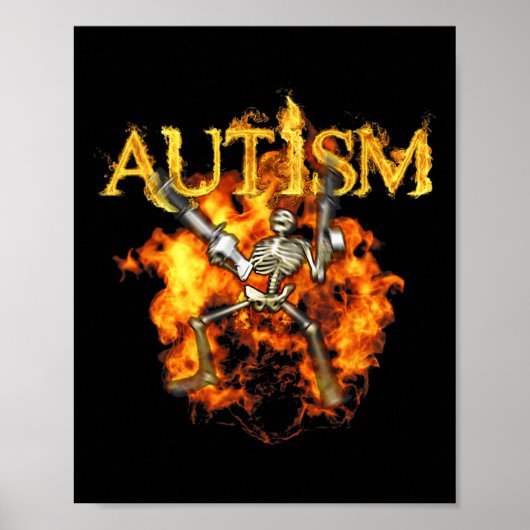 Autismus Skeleton Gewehre Funny Fire Bones Spooky Poster (Vorne)