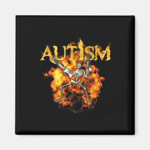 Autismus Skelett Waffen Lustiges Feuer Knochen Gru Magnet