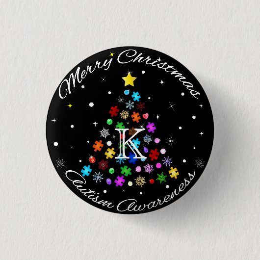 Autismus Snowflake Weihnachtsbaum Button (Vorderseite)