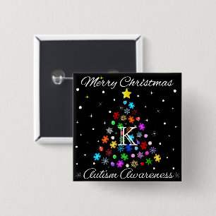 Autismus Snowflake Weihnachtsbaum Button