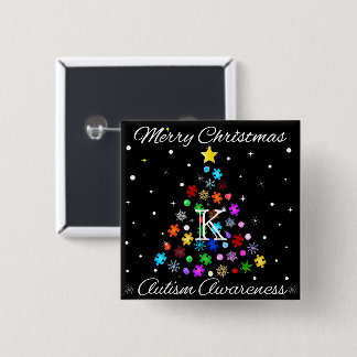 Autismus Snowflake Weihnachtsbaum Button