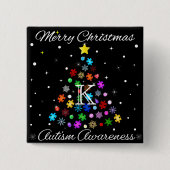 Autismus Snowflake Weihnachtsbaum Button (Vorderseite)