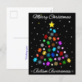 Autismus Snowflake Weihnachtsbaum Feiertagspostkarte