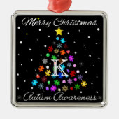 Autismus Snowflake Weihnachtsbaum Ornament Aus Metall (Vorne)