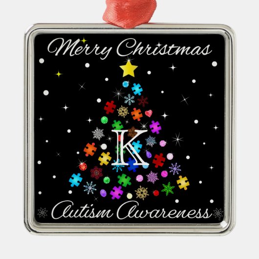 Autismus Snowflake Weihnachtsbaum Ornament Aus Metall (Vorne)