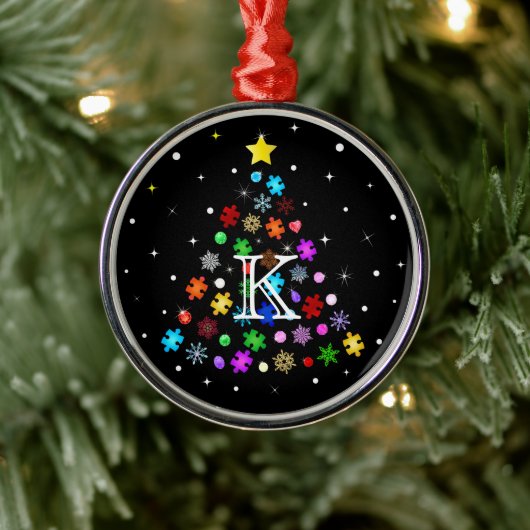 Autismus Snowflake Weihnachtsbaum Ornament Aus Metall (Baum)