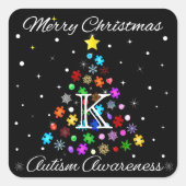 Autismus Snowflake Weihnachtsbaum Quadratischer Aufkleber (Vorderseite)