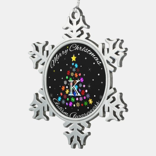 Autismus Snowflake Weihnachtsbaum Schneeflocken Zinn-Ornament (Rechts)